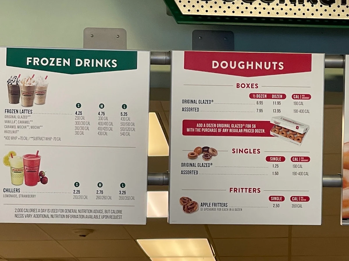 Menu, Krispy Kreme