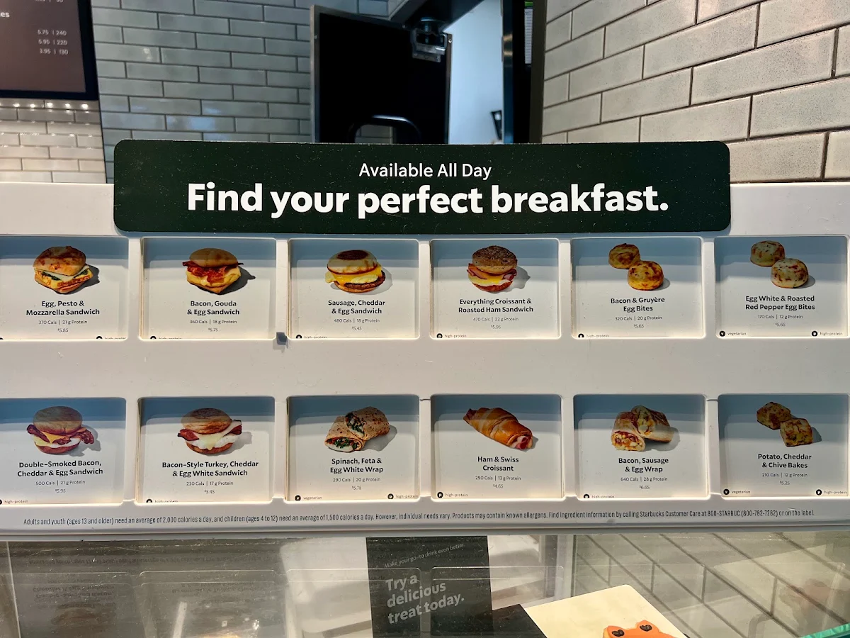 Menu, Starbucks Coffee Company