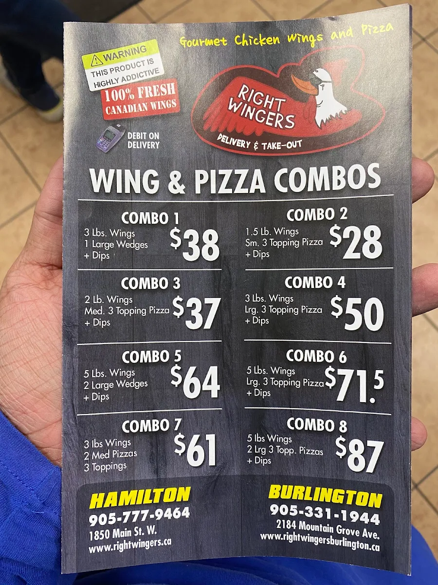 Menu, Right Wingers , Best Wings In Burlington.