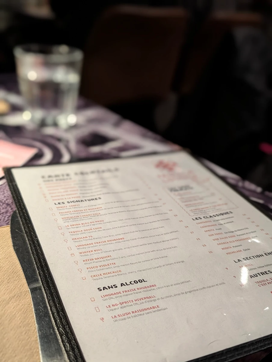Menu, Tequila Lounge