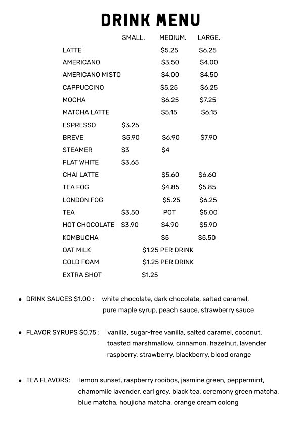 Menu, SEEDS