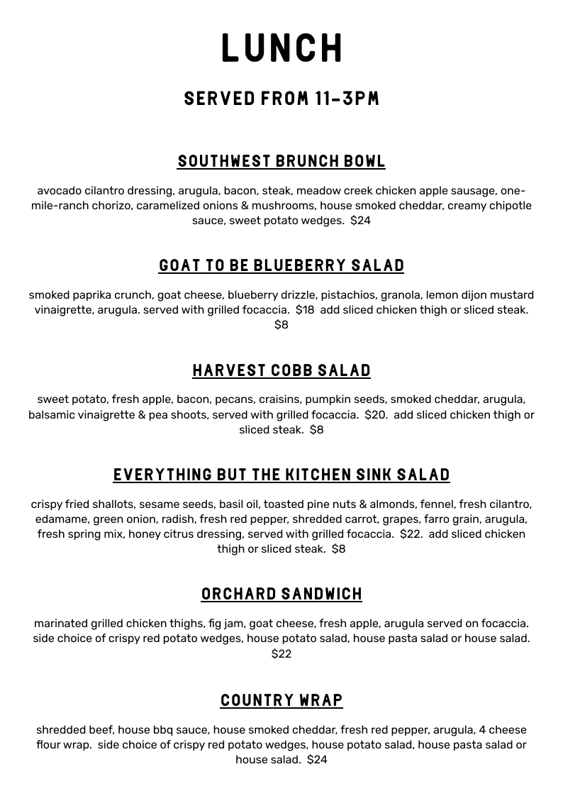 Menu, SEEDS