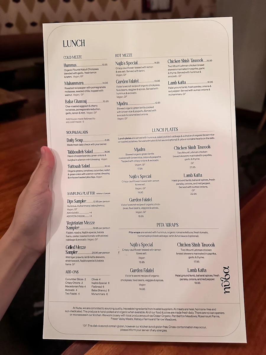 Menu, Nuba in Gastown