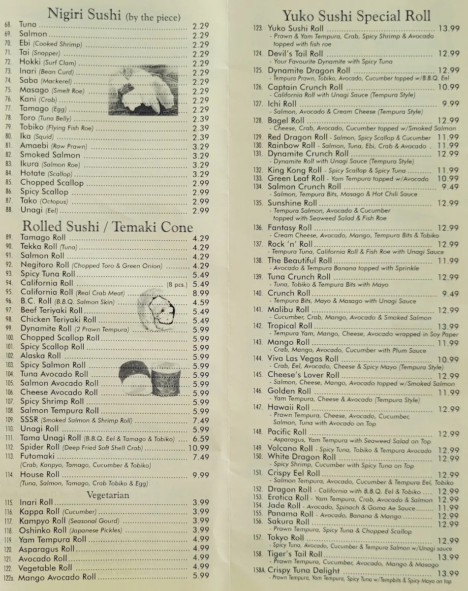 Menu, Yuko Maki