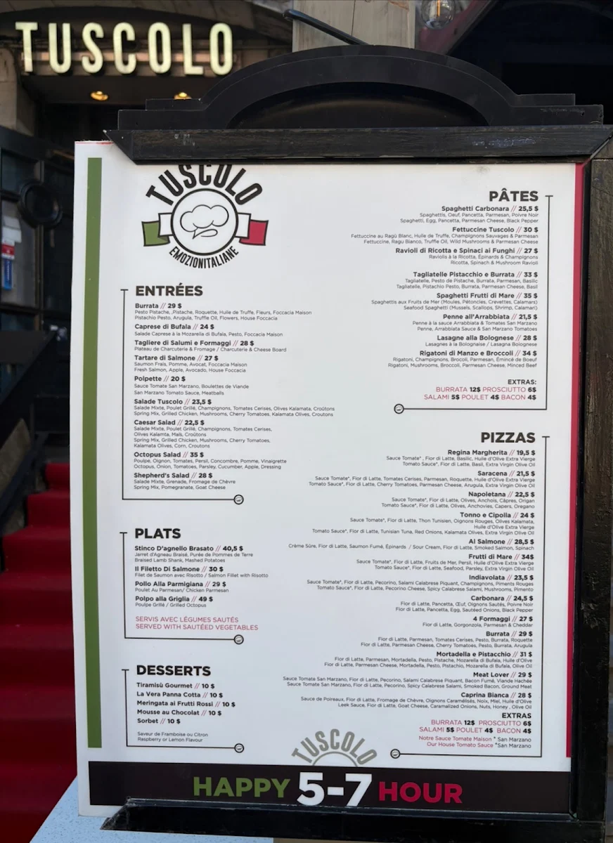 Menu, Tuscolo