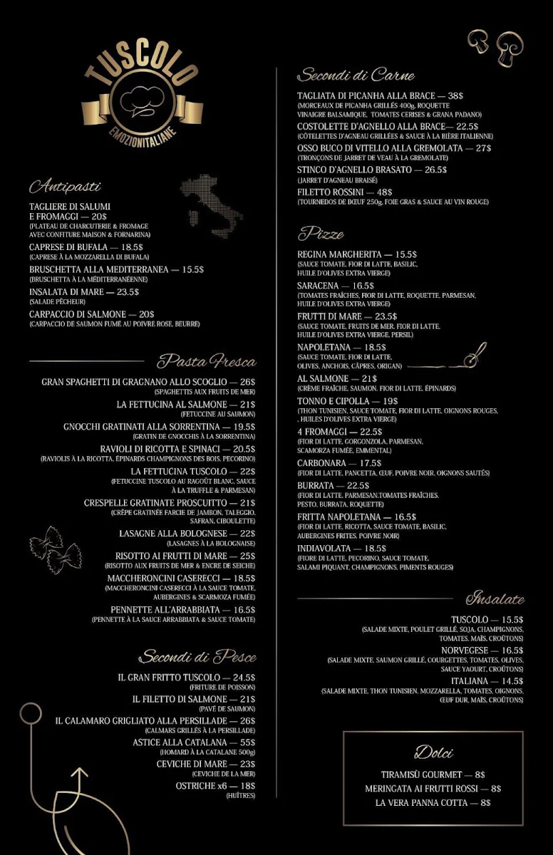 Menu, Tuscolo