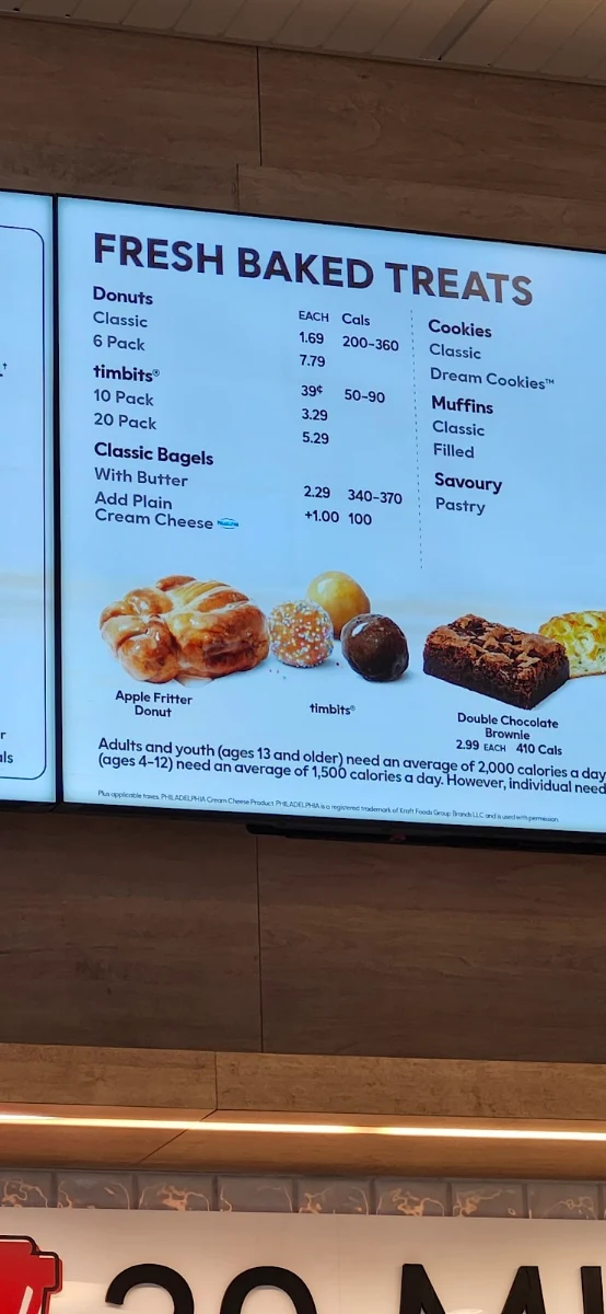Menu, Tim Hortons