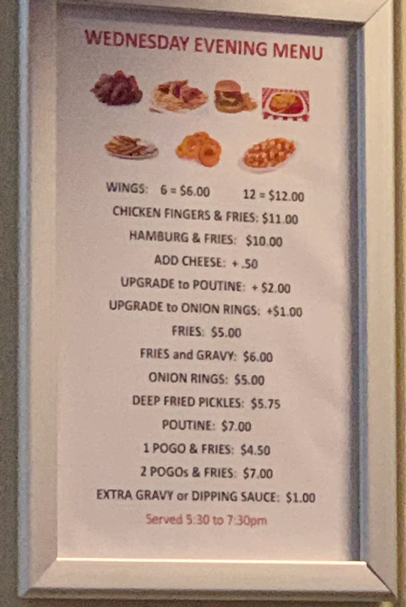 Menu, Army Navy Air Force Unit # 342