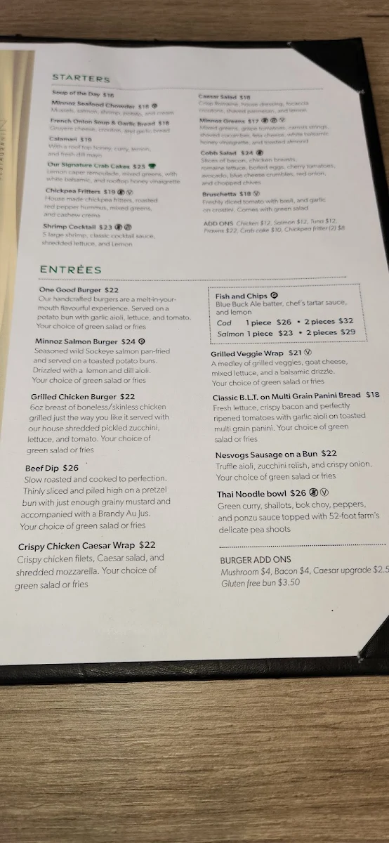 Menu, Minnoz Restaurant & Lounge