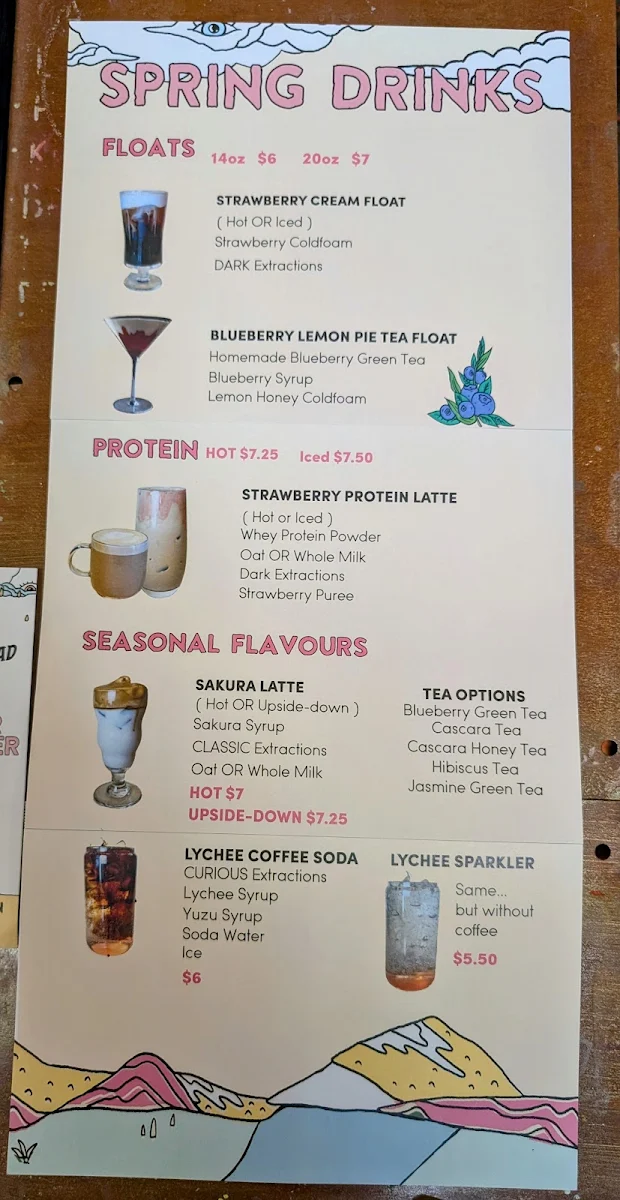 Menu, Back Road Coffee Roasters