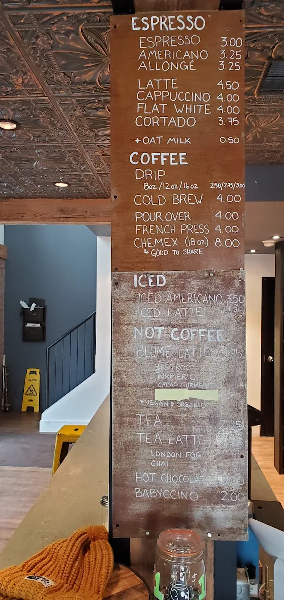 Menu, Back Road Coffee Roasters