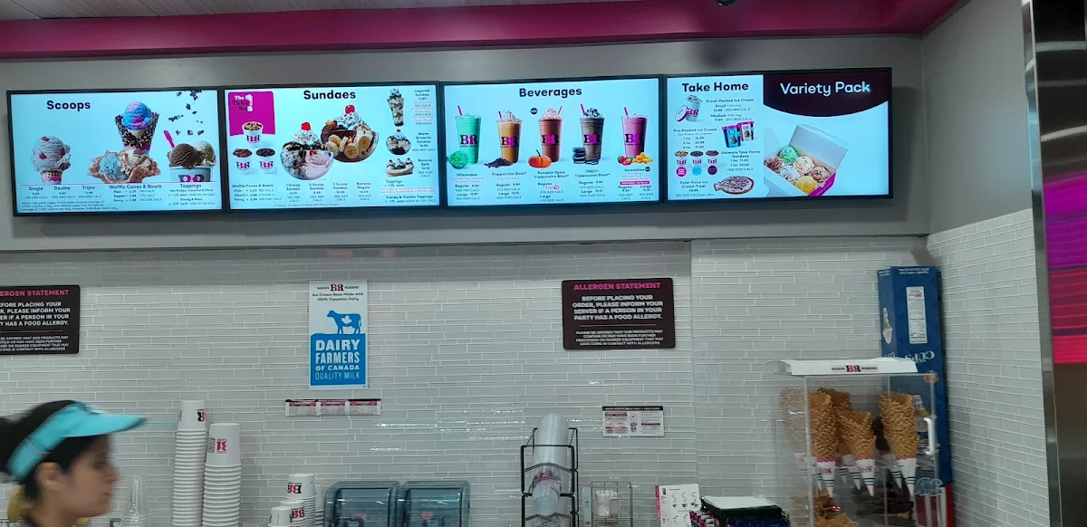 Menu, Baskin Robbins Confederation