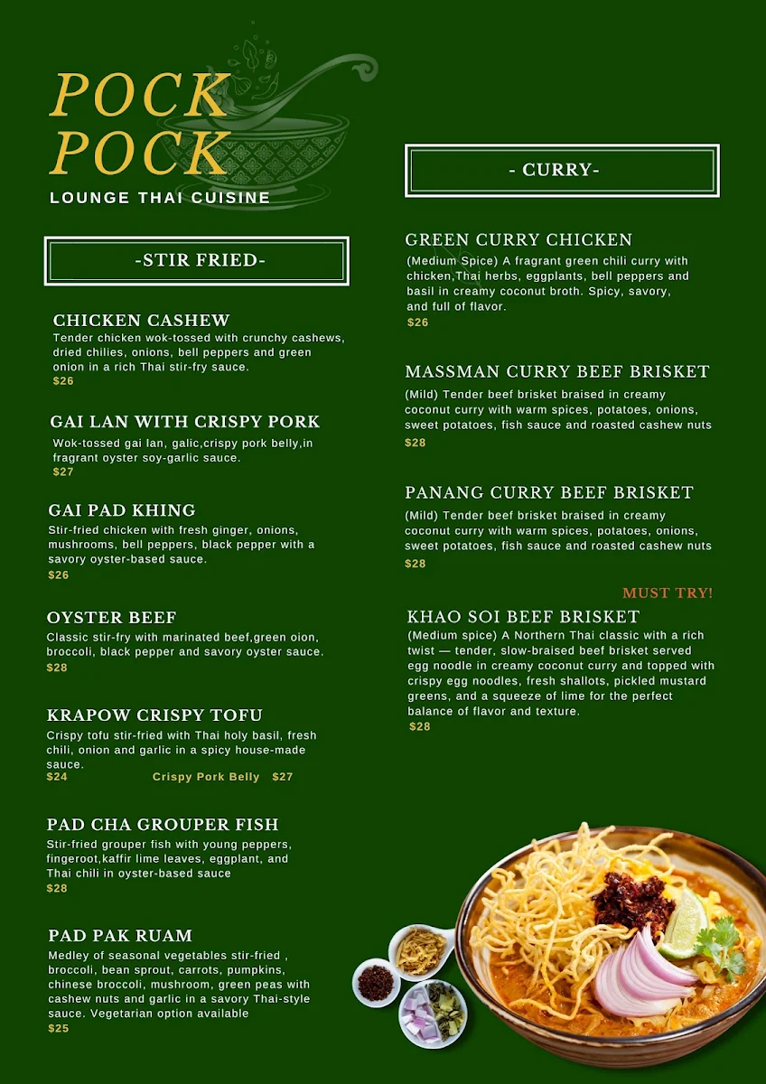 Menu, POCK POCK Lounge