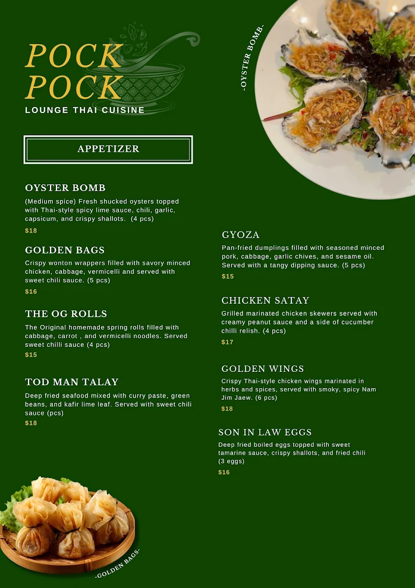 Menu, POCK POCK Lounge