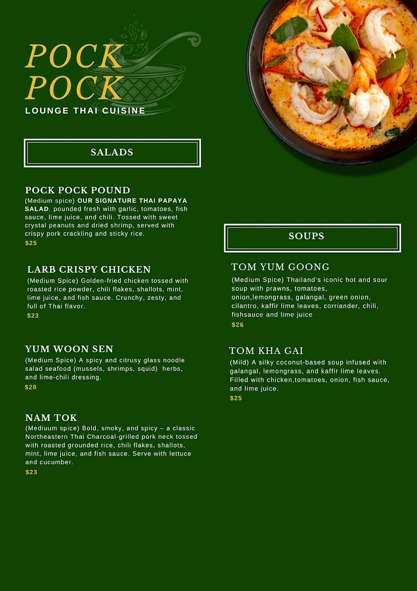 Menu, POCK POCK Lounge
