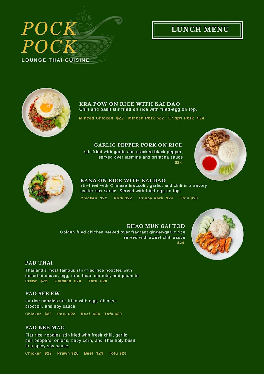 Menu, POCK POCK Lounge