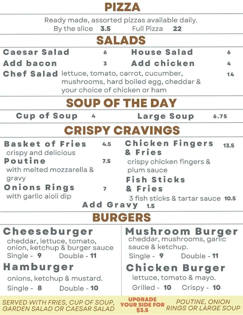 Menu, Friendly Food Co.