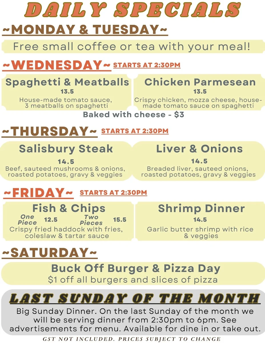 Menu, Friendly Food Co.