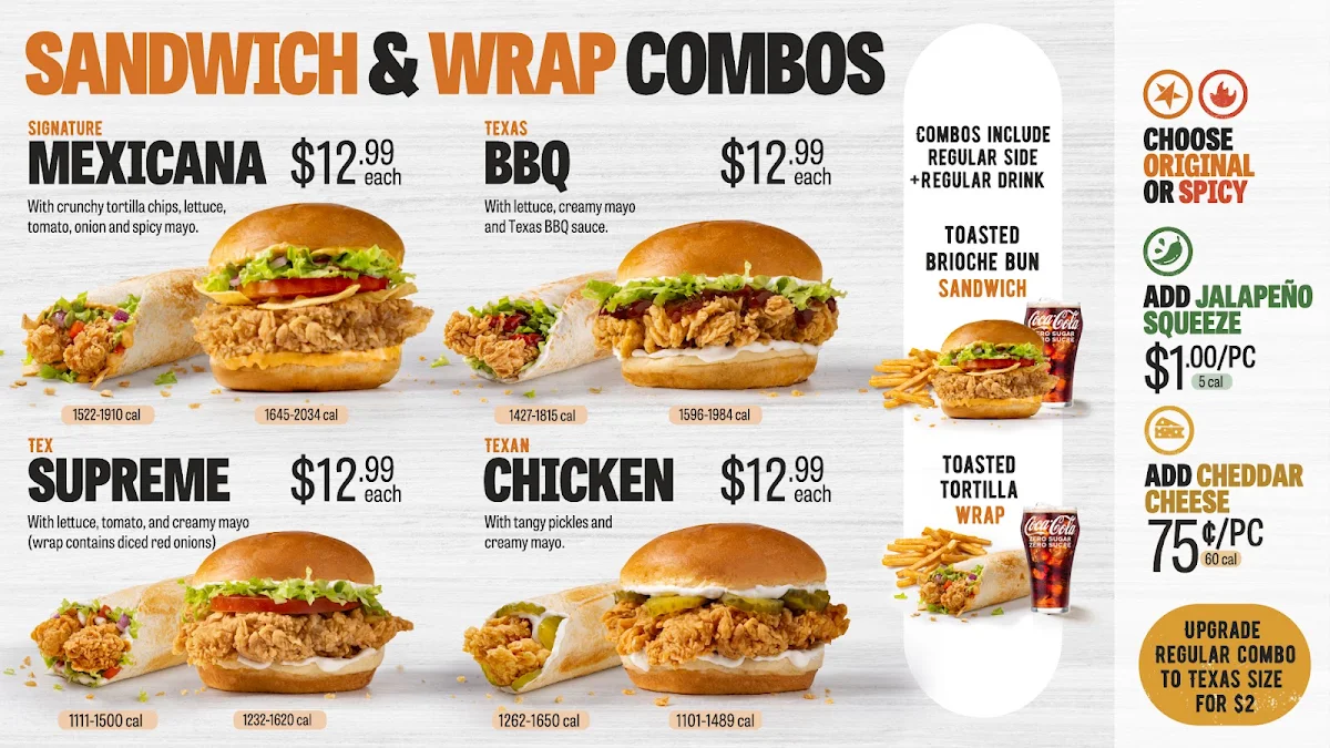 Menu, Church's Texas Chicken