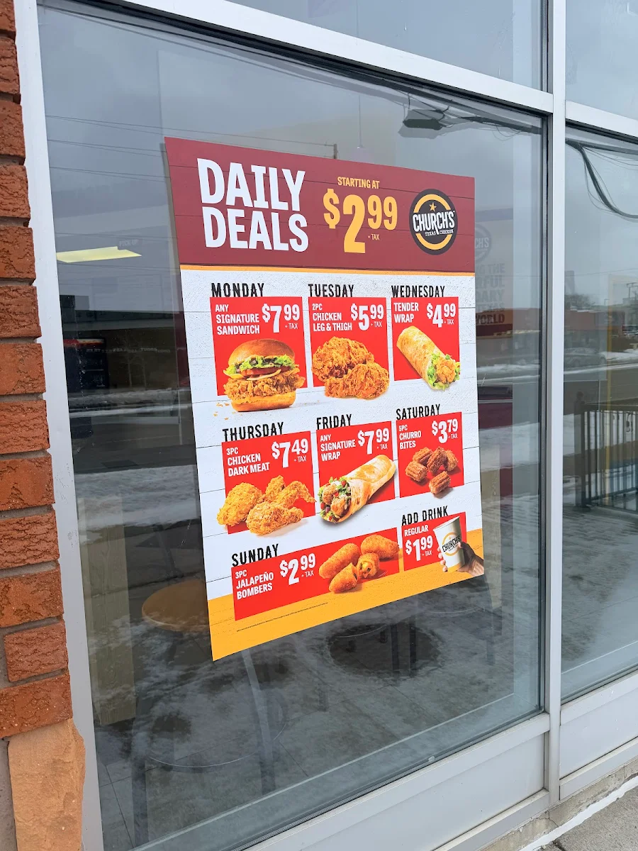 Menu, Church's Texas Chicken