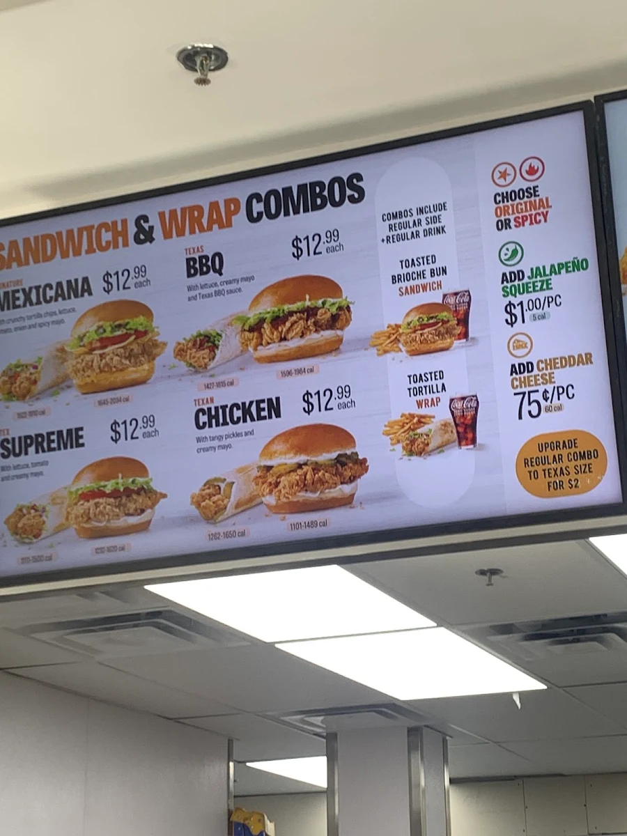 Menu, Church's Texas Chicken