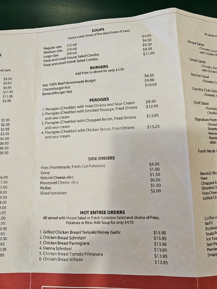 Menu, Country Kitchen Restaurant