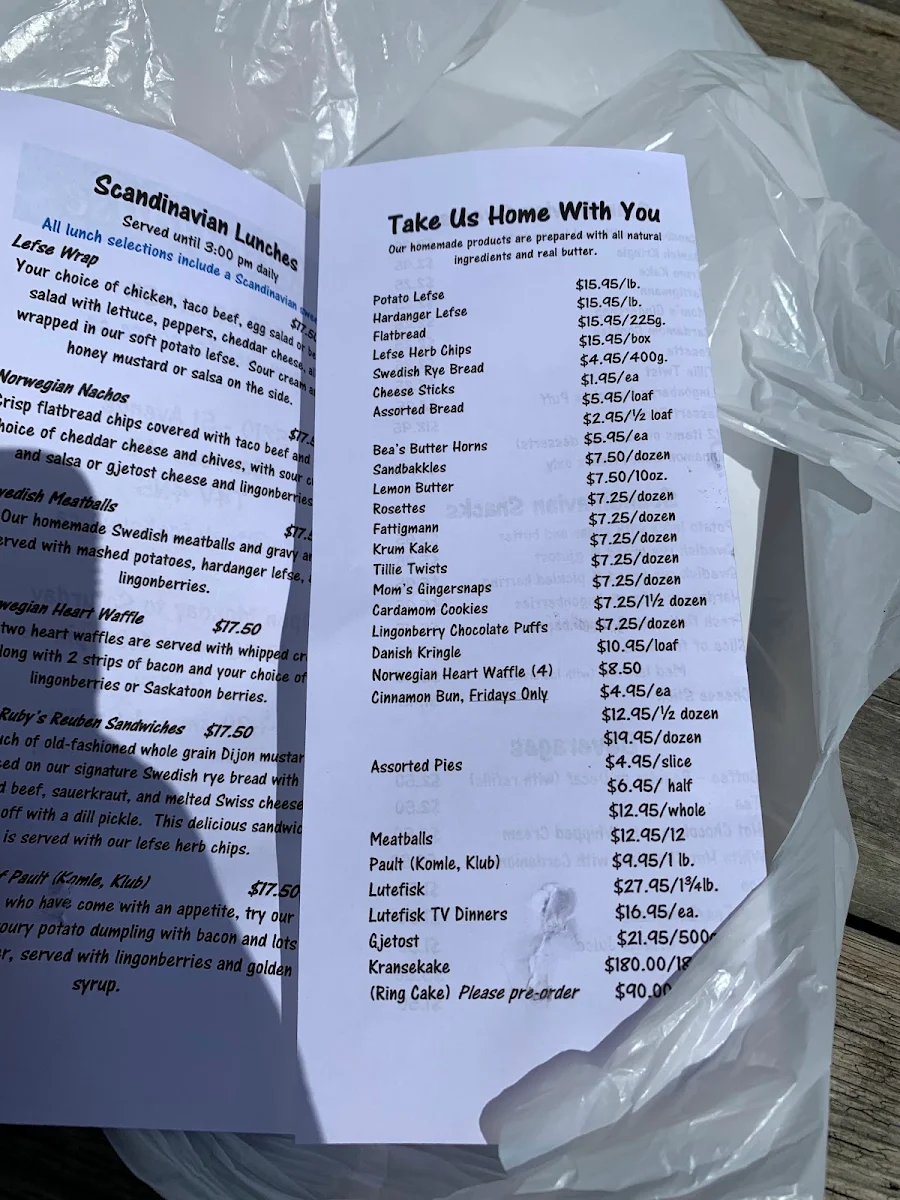 Menu, The Lefse House