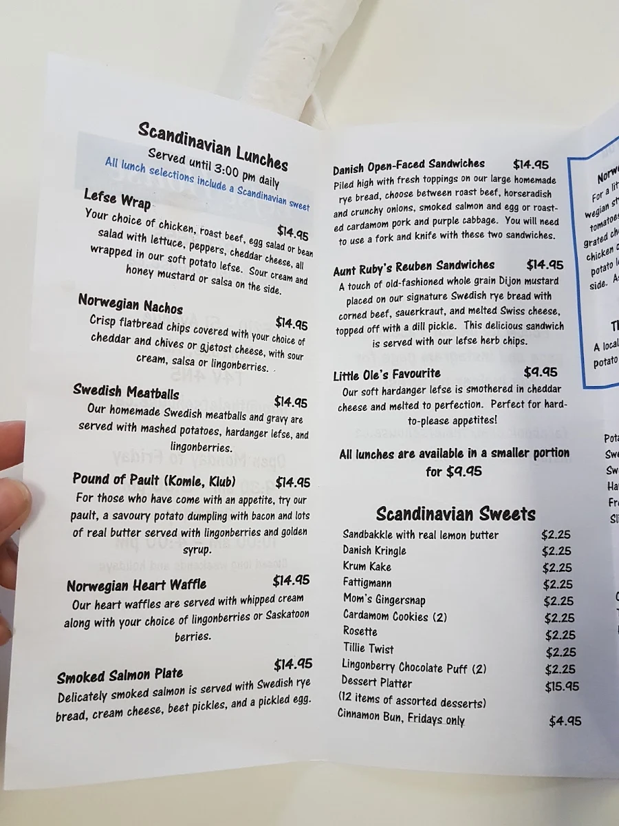 Menu, The Lefse House