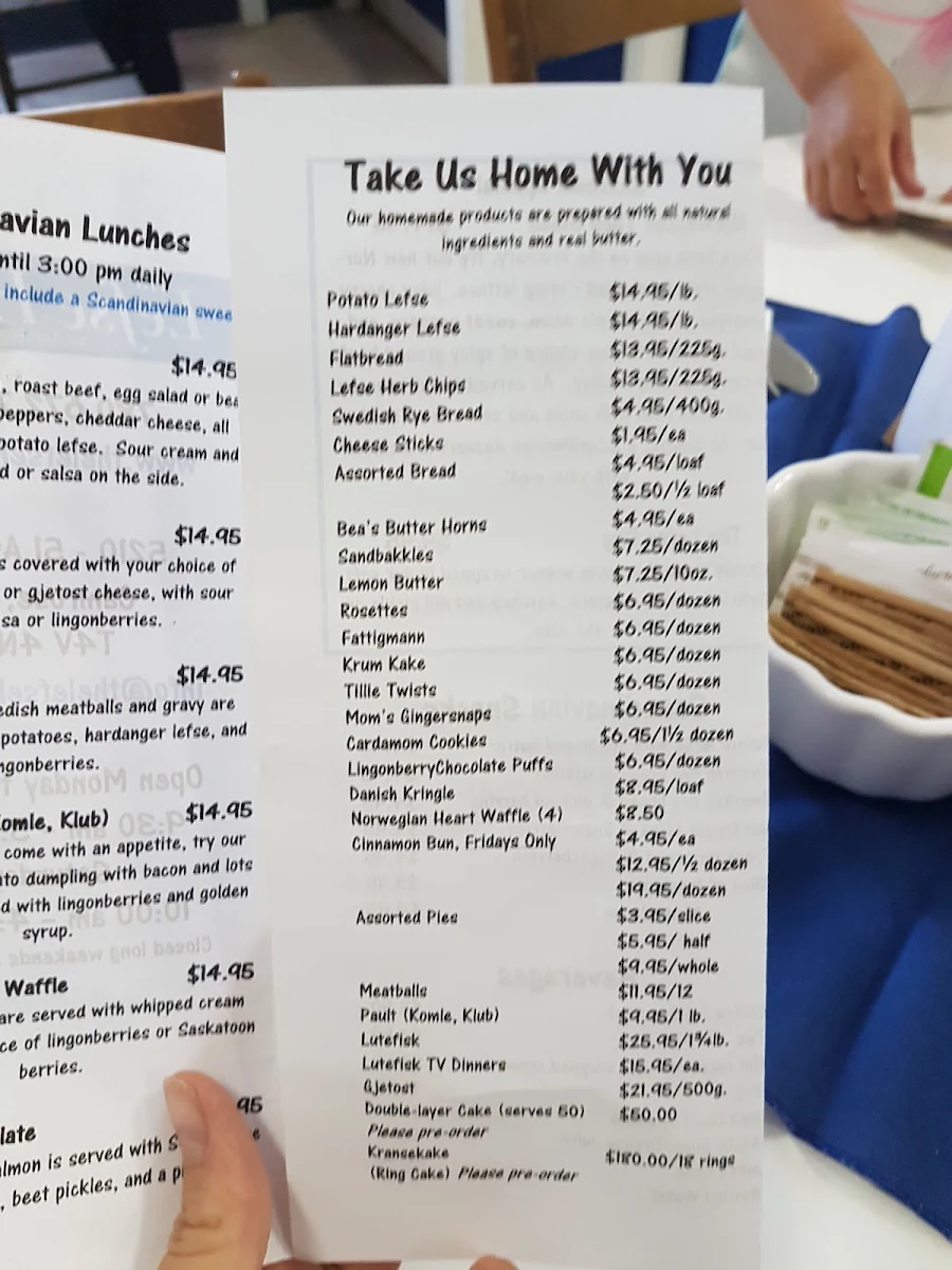 Menu, The Lefse House