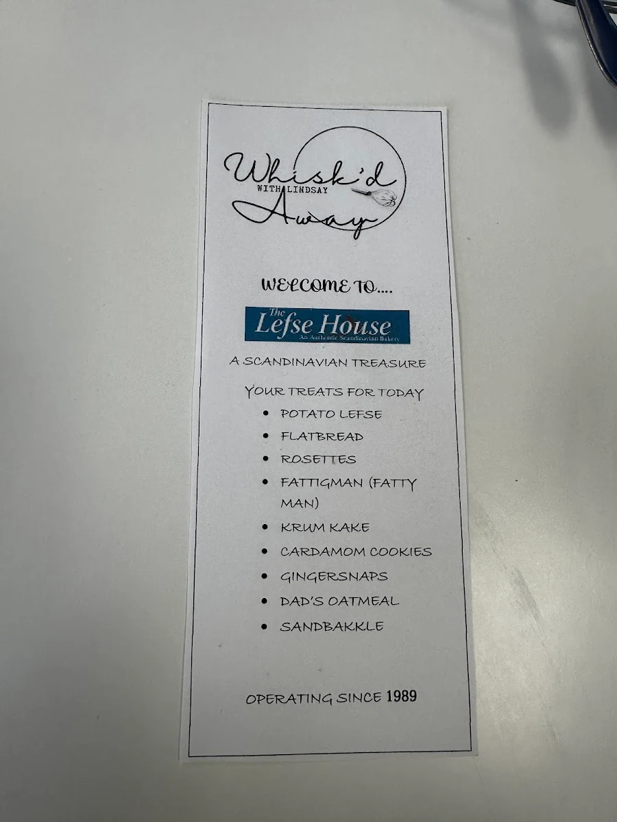 Menu, The Lefse House