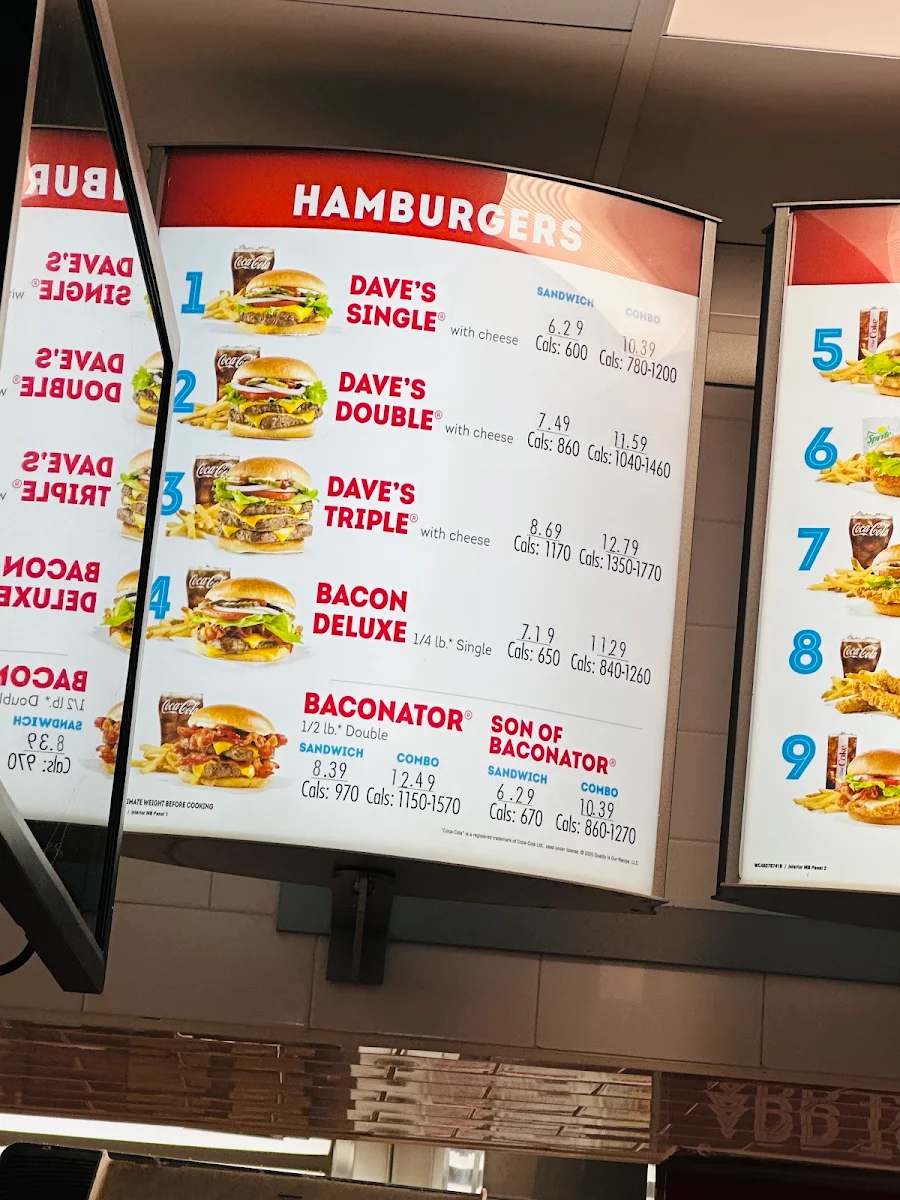 Menu, Wendy's