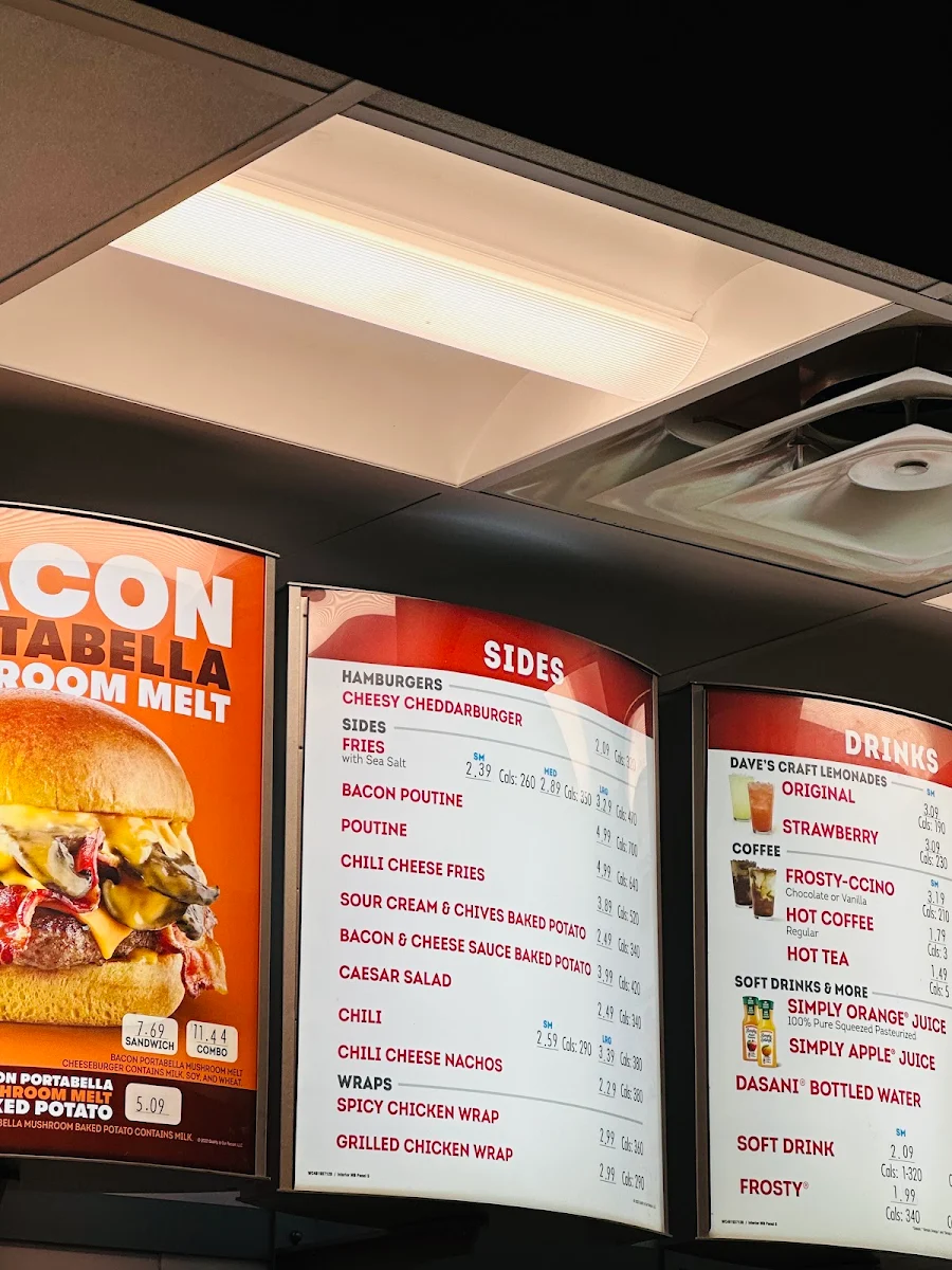 Menu, Wendy's