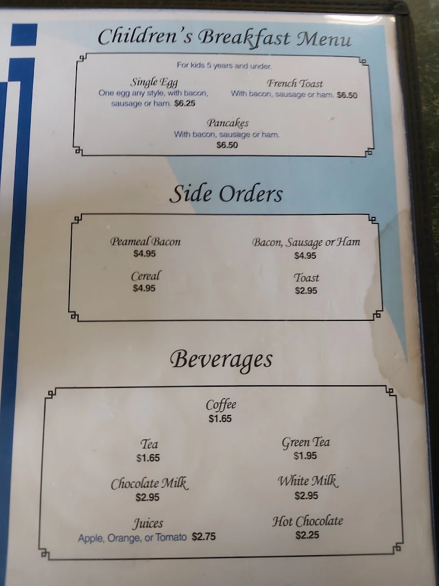Menu, Olympic 76 Restaurant