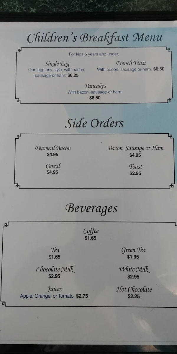 Menu, Olympic 76 Restaurant
