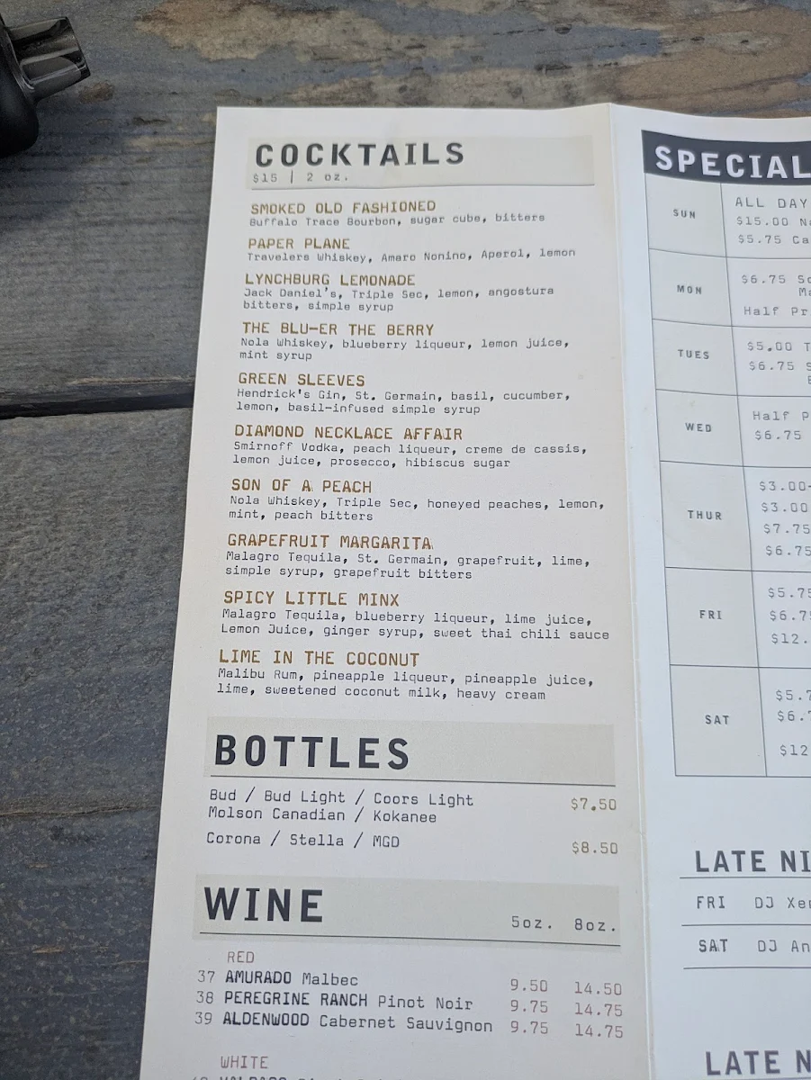 Menu, Main Street Beer & BBQ