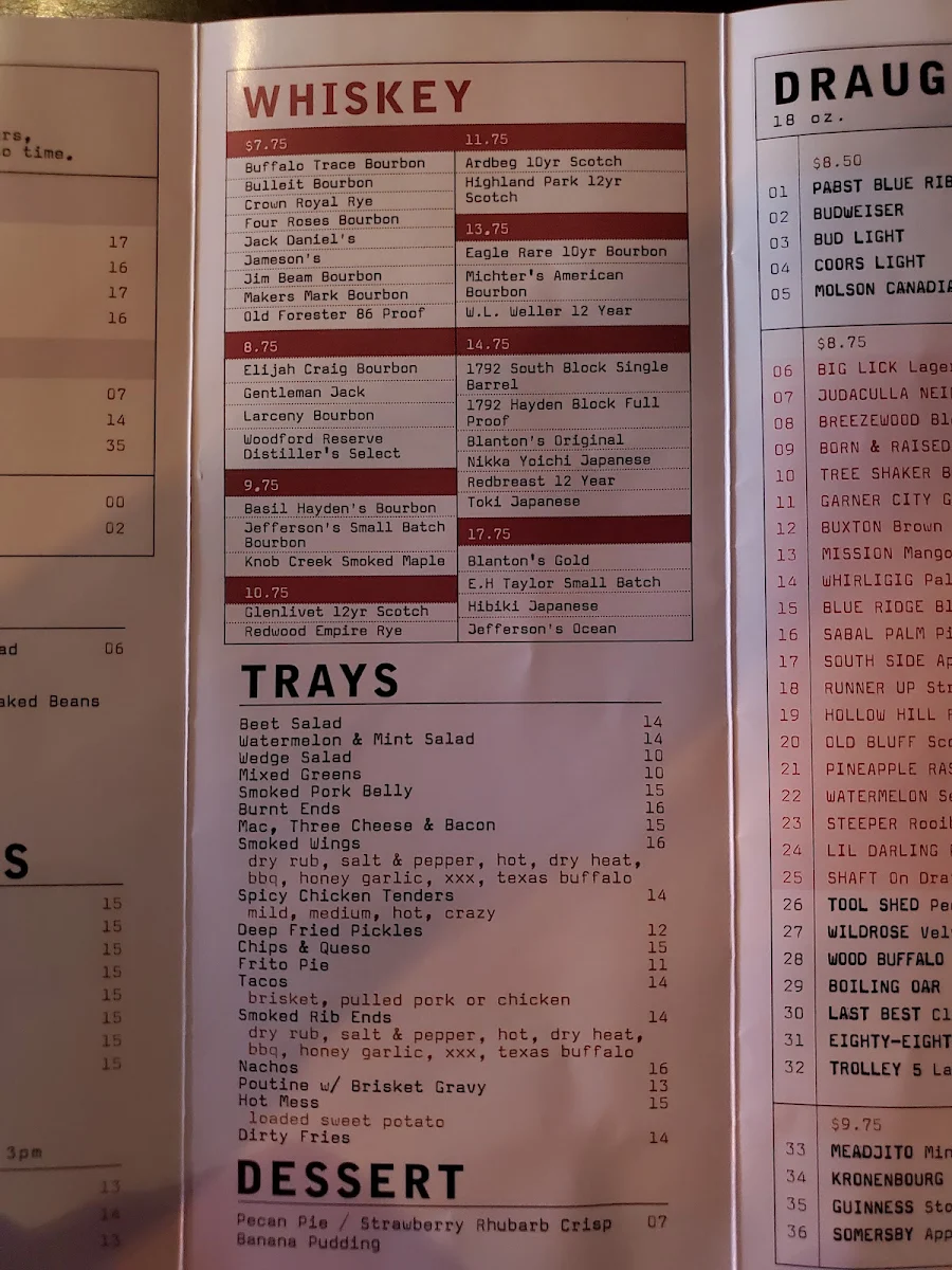 Menu, Main Street Beer & BBQ