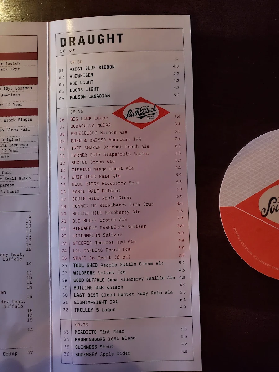 Menu, Main Street Beer & BBQ