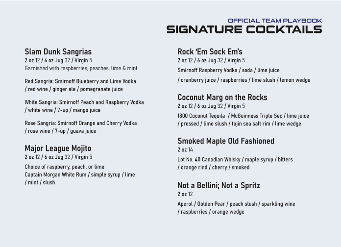 Menu, Overtime Taphouse