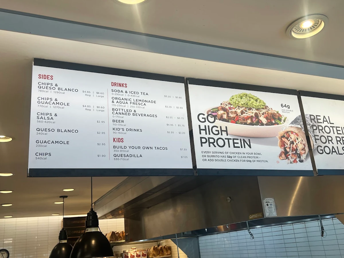 Menu, Chipotle Mexican Grill