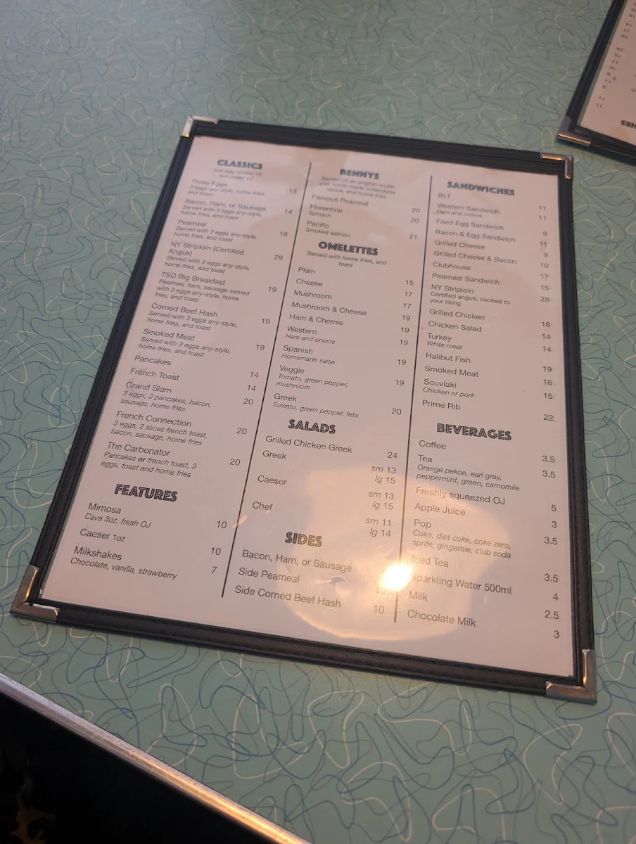Menu, Times Square Diner