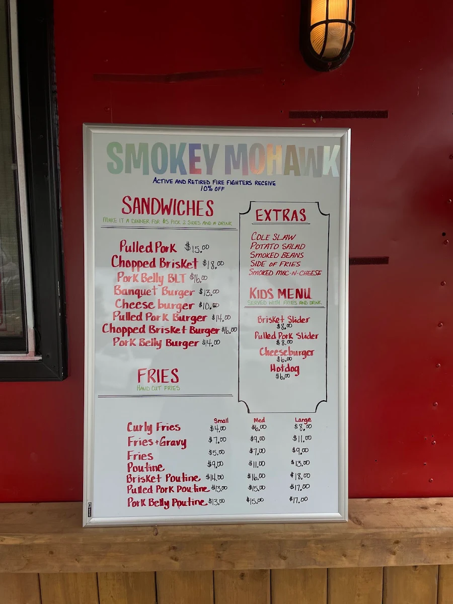 Menu, The Smokey Mohawk