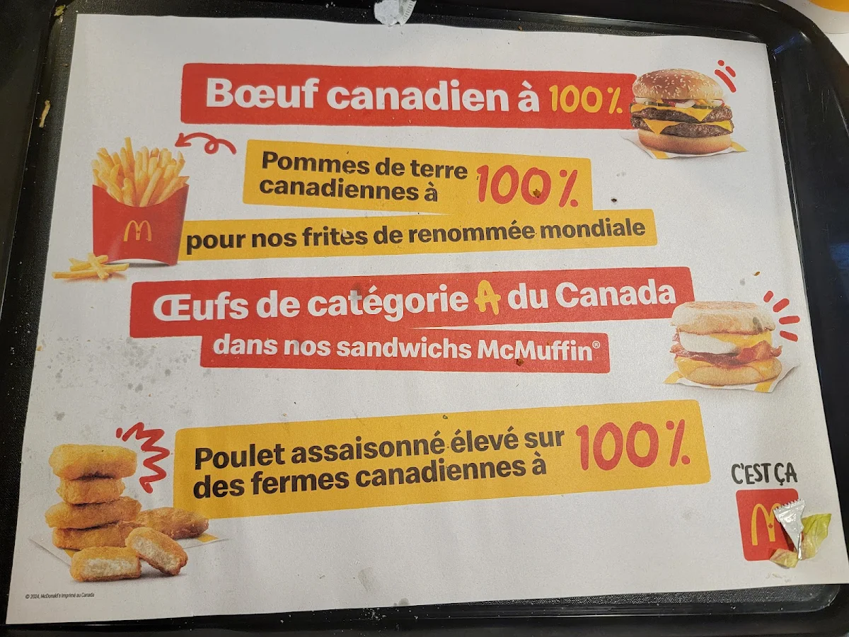 Menu, McDonald's