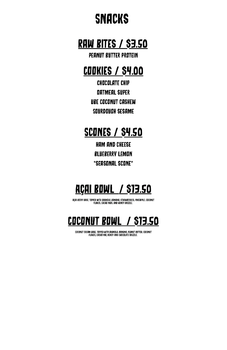 Menu, Kai Cafe