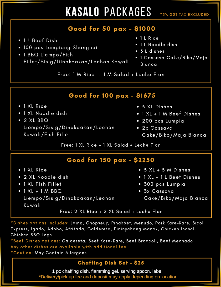 Menu, Kasalo