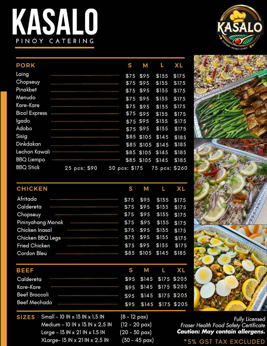 Menu, Kasalo