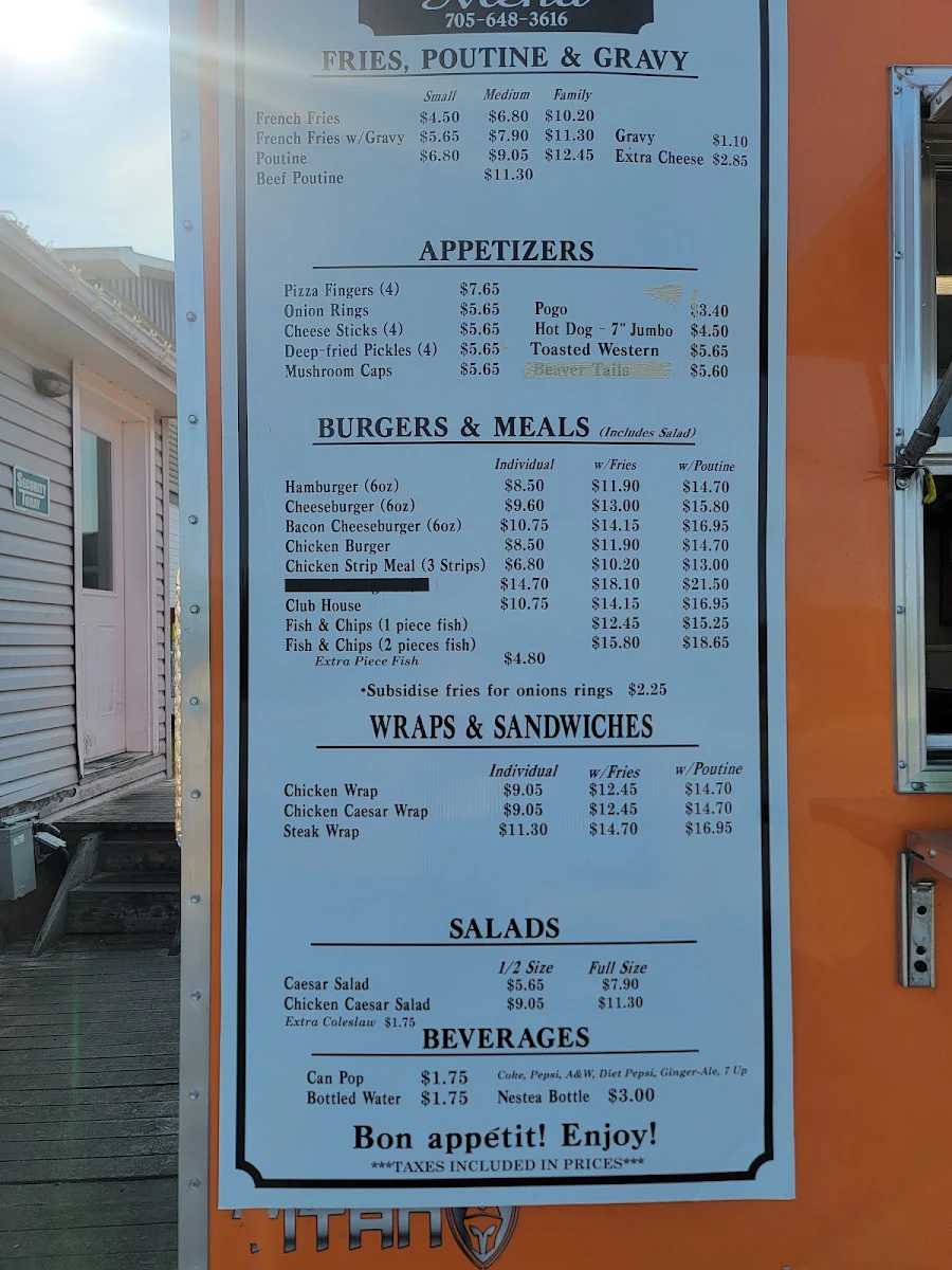 Menu, Josee's Fries And More