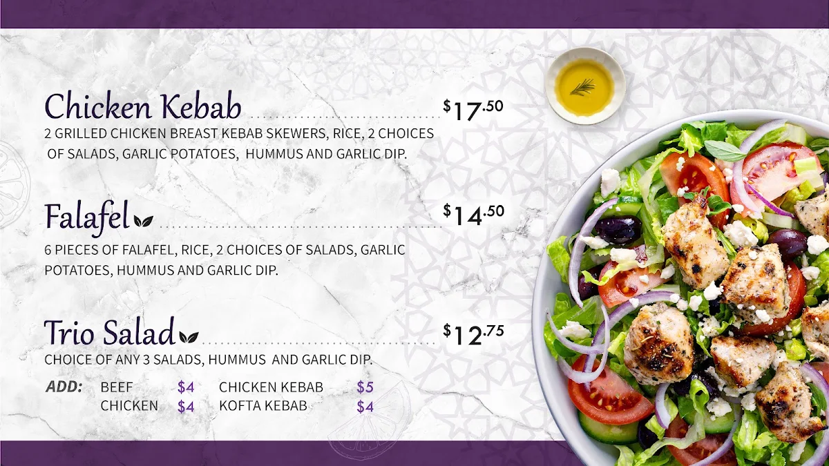 Menu, Sultan’s Mediterranean Grill - North York Centre