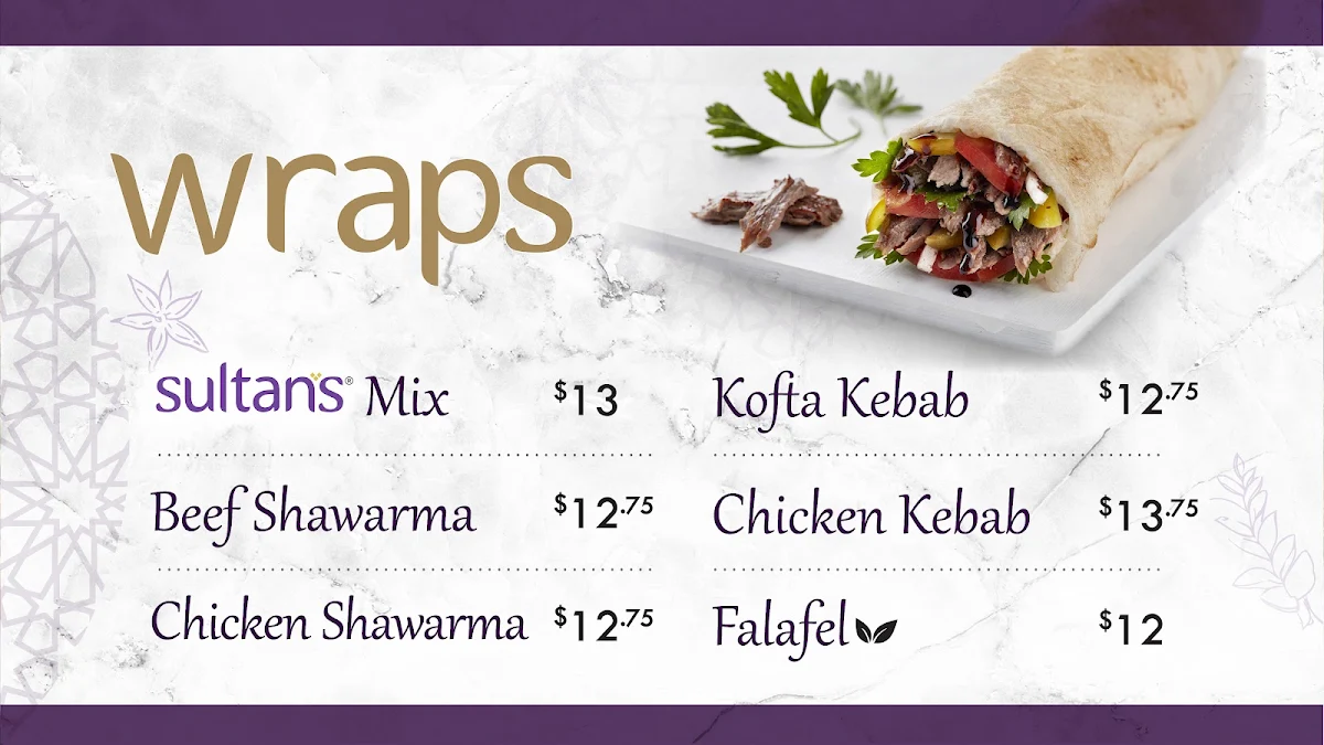 Menu, Sultan’s Mediterranean Grill - North York Centre