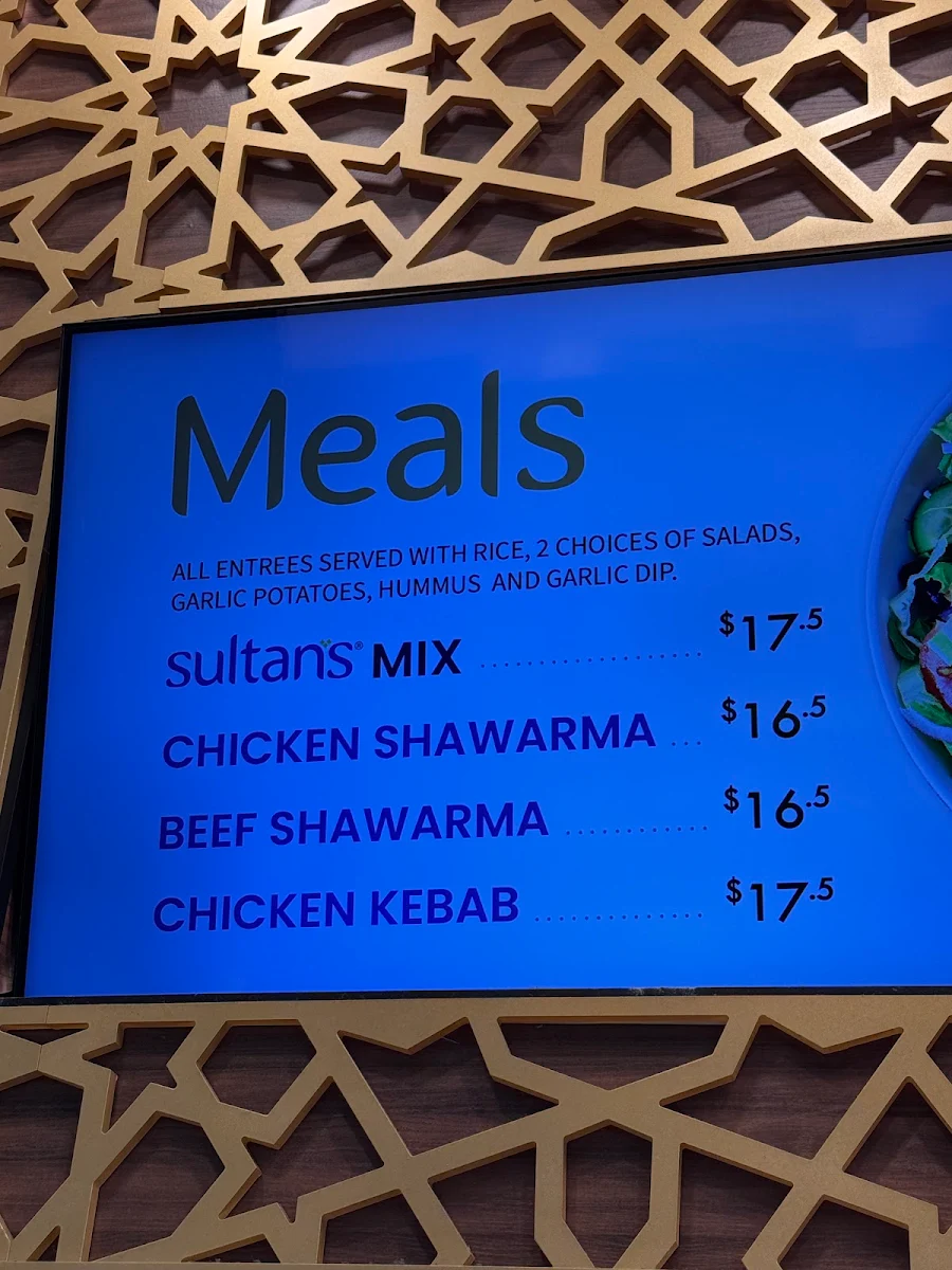 Menu, Sultan’s Mediterranean Grill - North York Centre