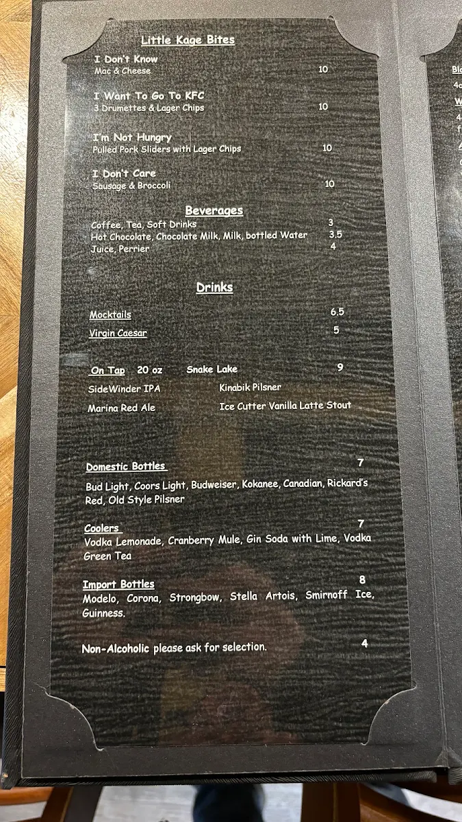 Menu, Rusty Kage Smokehouse & Grill